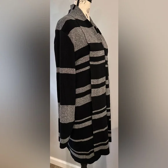 🧶 🧶 Calvin Klein Black and Grey Open Cardigan Sweater – Size XL - Picture 4 of 8